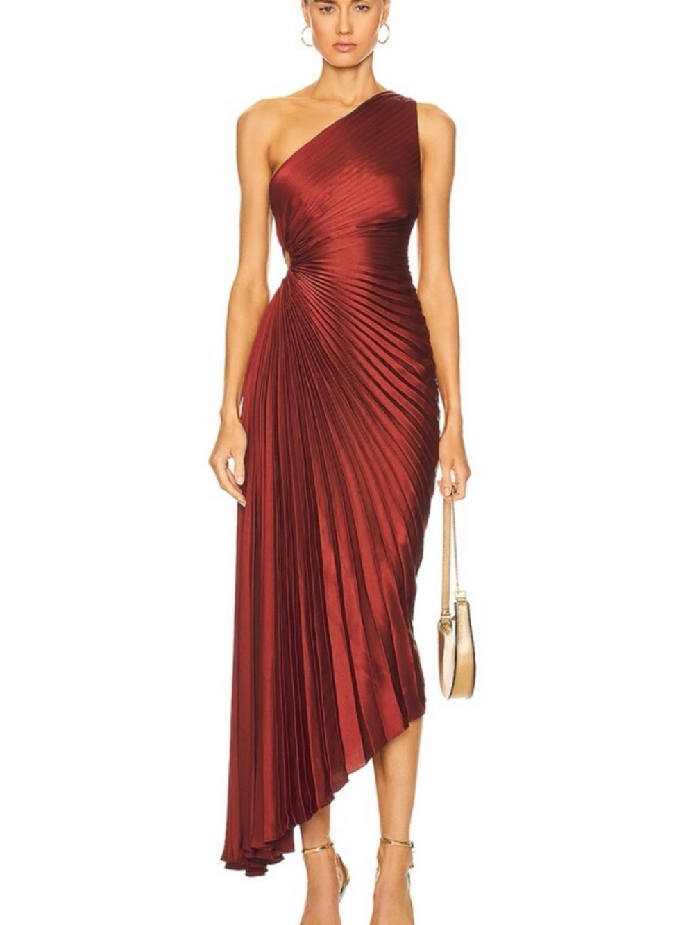 A.L.C. Delfina One-Shoulder Pleated Evening Dress